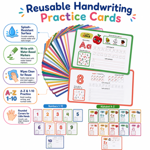 Carte Didattiche Alfabeto e Numeri A-Z 1-10 Bifacciali per Tracciare e Associare Parole per Bambini Piccoli, Prescolare e Asilo - Product Image 5