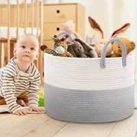 Panier de rangement en corde de coton tissée, vente chaude 2024, panier à linge sale, paniers de rangement, bacs, poignées durables