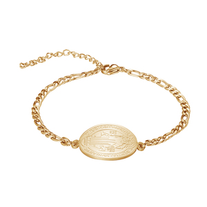Pulsera de Acero Inoxidable con Medalla de <span class=keywords><strong>San</strong></span> <span class=keywords><strong>Benito</strong></span> Católica, Bañada en Oro de 18k, Plata/Oro - Product Image 6