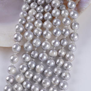 Perles rondes Edison 18cm8-10mm Perles d'eau douce naturelles blanches brillantes Huileuse Accessoires de bracelet DIY en gros - Product Image 3