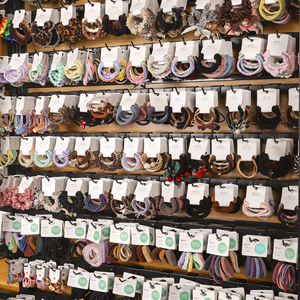 Coletero <span class=keywords><strong>El</strong></span>ástico <span class=keywords><strong>de</strong></span> Tela <span class=keywords><strong>de</strong></span> Alta Gama <span class=keywords><strong>de</strong></span> 9.5cm con Borde Ancho y Bola para Mujer - Product Image 2