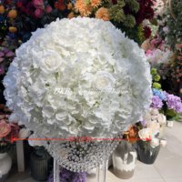 DKB Centre de table floral en soie personnalisé de luxe, fausse décoration de table, boules de fleurs artificielles, roses artificielles pour mariage