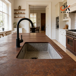 หินควอตซ์ทนความร้อนขนาด 3200 มม.*1600 มม. หินควอตซ์เทียมสีน้ำตาลแดงประกาย - Product Image 6