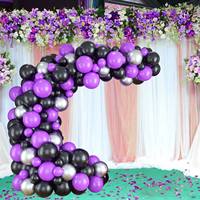 Kit de 92 Ballons en Latex Violet Durables et Guirlande Noire pour Décorations de Fête d'Anniversaire d'Adolescents (Utilisation Hélium/Air)