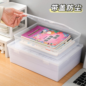 Office Organizer Rectangular <b>Plastic</b> Box With Lid Large Size Document <b>Storage</b> <b>Drawer</b> Organizer Semi Transparent - Product Image 3