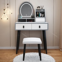 Coiffeuse moderne à LED la plus vendue avec miroir éclairé et armoire de rangement coulissante – Ensemble de bureau de chambre écologique