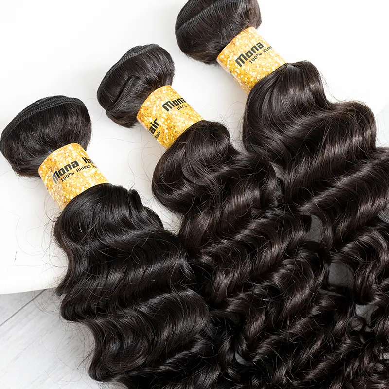 Drop shipping double weft natural color brazilian deep curly virgin human hair goods