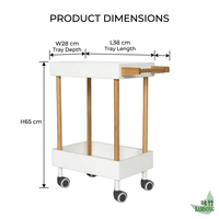 Chariot de rangement à 2 niveaux avec roulettes verrouillables et barre latérale pour servir des serviettes, double fonction pour salon, cuisine, salle de bain