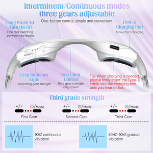 เครื่องนวดตาแบบ microcurrent อุปกรณ์บำบัดด้วยแสงสีแดงสำหรับบรรเทาความเมื่อยล้าของดวงตาดีไซน์ใหม่ - Product Image 4