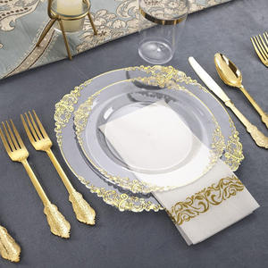 Plato de cena de <span class=keywords><strong>plástico</strong></span> <span class=keywords><strong>duro</strong></span> PS desechable de estilo europeo, patrón de dragón bronceado transparente, alivio de Phnom Penh Multicolor para - Product Image 3