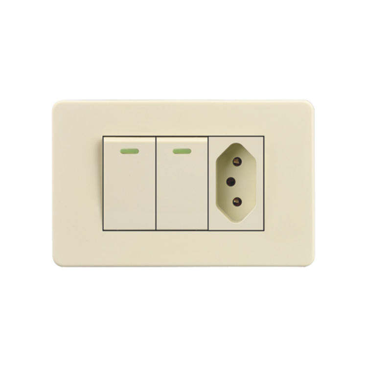 Hot Selling US Standard Modern Wall Switch and Socket Beige 1/2/3 Universal 10A Home Use Wall Socket