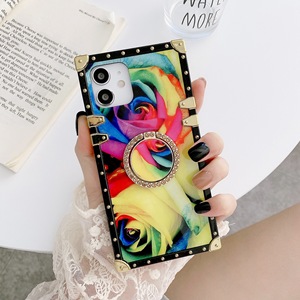 <span class=keywords><strong>Funda</strong></span> protectora de teléfono móvil, cubierta trasera de chapado cuadrado, Rosa holográfica para <span class=keywords><strong>iphone</strong></span> 12 pro - Product Image 2