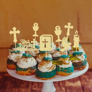 Decoraciones para Cupcakes <span class=keywords><strong>de</strong></span> Primera Comunión, Paloma con Brillo, Cruz, Dios te Bendiga, Decoraciones para Cupcakes para Baby Shower, Artículos para Fiestas <span class=keywords><strong>de</strong></span> Cumpleaños, Dorado - Product Image 6