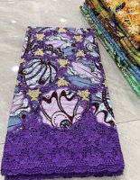 Mikemaycall 5 Yards 100% Tissus Africains Dorés de Qualité Supérieure avec Pierres 2026, Applique 3D, Imprimé Wax, Dentelle Nigériane