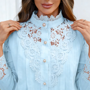 Blusa de Manga Larga con Encaje Elegante y Exquisito, Estilo Nuevo y Moderno para Primavera/Verano 2026, Disponible en Almacén de EE. UU. - Product Image 1