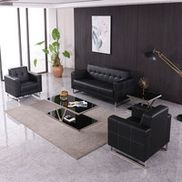 Canapé de réception de luxe moderne en cuir pour visiteurs, ensemble de canapés modulaires de bureau au design contemporain