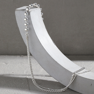 Wuqie minimalista asimmetrico catena <span class=keywords><strong>girocollo</strong></span> in <span class=keywords><strong>argento</strong></span> Sterling 925 tondo tallone catena laterale collana per le donne - Product Image 3