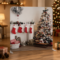 Support d'affichage léger avec toile de fond en tissu tendu à motif de scène de neige personnalisée, décoration d'hiver réutilisable pour l'intérieur, idéal pour les salons professionnels