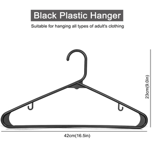 Bán buôn giá thấp giá rẻ quần áo nhựa móc màu đen PP móc áo nhựa cho áo - Product Image 2