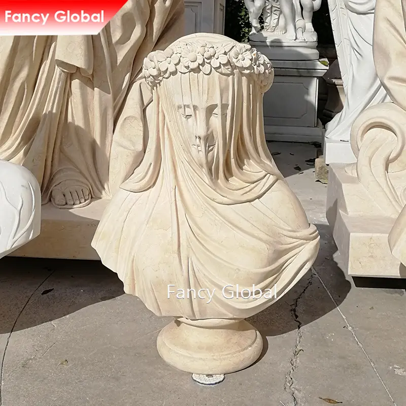 Chinese Factory Hot Sale Antique Marble Bust Statue Hand Carved Natural Stone Sculpture For Decoration