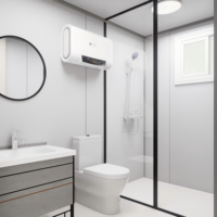 Module de salle de bain modulaire portable à double fonction, intégré, avec douche et toilettes, en panneau sandwich, pour camping extérieur