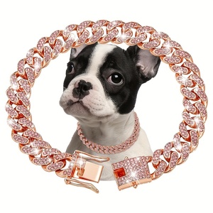 Luxuriöses Kubanisches Hundehalsband mit Kristallverzierung Metallkette für Kleine/Mittelgroße/Große Hunde - Product Image 1