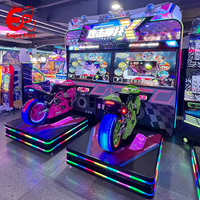 Simulateur de course de moto professionnel pour 2 joueurs, machine de jeu d'arcade avec son réaliste, fonctionnant à pièces pour les centres de jeux