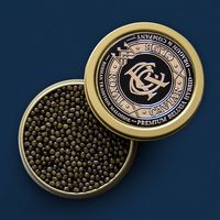Oeufs de poisson en relief de feuille d'or de luxe imperméables surgelés personnalisés esturgeon noir étain caviar boîte de conserve autocollants pour caviar