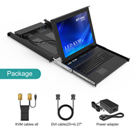 MT-VIKI 17 "LCD KVM konsol 8 Port, USB VGA Switch laci dengan 8 2in1 kabel untuk 1U rak Server