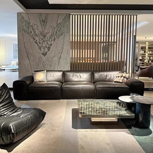 Ensemble de canapés de salon de luxe italien, mobilier haut de gamme, design moderne et élégant, grand canapé sectionnel en cuir véritable pour villa - Product Image 3