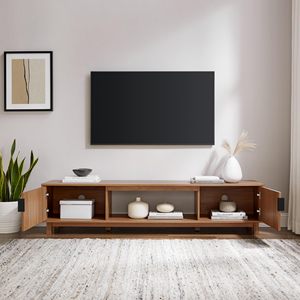 Table de console <span class=keywords><strong>TV</strong></span> <span class=keywords><strong>en</strong></span> bois simple, meuble <span class=keywords><strong>TV</strong></span> de luxe pour le salon, support bas moderne à portes cannelées pour téléviseurs jusqu'à <span class=keywords><strong>80</strong></span> pouces - Product Image 2