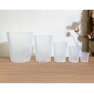 Garden Decoration Tall Slit Square Transparent Clear Plastic Bonsai Plant Planters Succulent Flower Macetas Pot