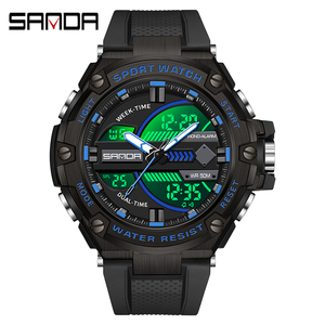 Montres pour hommes SANDA 3185 <span class=keywords><strong>G</strong></span> Style, nouvelles, étanches à 50 m, montres à quartz sportives résistantes aux chocs pour hommes, montre-bracelet numérique - Product Image 6
