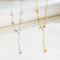 Collier tendance Meetyoo en acier inoxydable avec pendentif en zircon cubique, plaqué or 18 carats PVD, résistant à l'eau, bijoux pour femmes, sans ternissement