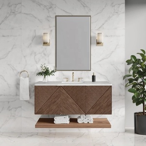 Meuble-lavabo de salle de bain moderne à motif <span class=keywords><strong>chevron</strong></span>, prix d'usine personnalisé, mural avec étagère de rangement pour la maison, l'hôtel, la salle de bain - Product Image 1