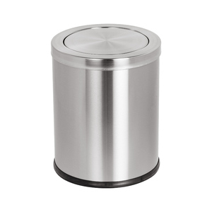 Small Silver Trash Can Hands-Free Lid Waste Bin Counter top With Heavy Shaking Rolling Cover Bin
