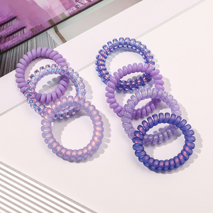 Vente en gros <span class=keywords><strong>de</strong></span> cordon téléphonique en plastique violet pour <span class=keywords><strong>cheveux</strong></span> élastiques en spirale accessoires pour <span class=keywords><strong>cheveux</strong></span> élastiques pour queue <span class=keywords><strong>de</strong></span> cheval - Product Image 3