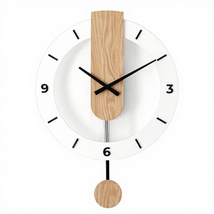 Simple Nordic Modern Solid Wood Silent Swing Quartz- Single Face Wall <b>Clock</b> Living Room <b>Bedroom</b> Personality Creative Decoration - Product Image 2