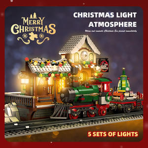 JIESTAR 89142 1362PCS <span class=keywords><strong>Train</strong></span> Serie Christmas Winter <span class=keywords><strong>Train</strong></span> Station Building Block Model Technical Educational Toy Festival Gift - Product Image 4