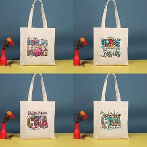 กระเป๋าผ้าแคนวาสพยาบาล กระเป๋าเครื่องสำอาง กระเป๋าช้อปปิ้งความจุขนาดใหญ่ กระเป๋าสะพายไหล่ กระเป๋าถือ กระเป๋าถือสำหรับสาวรักษ์โลก - Product Image 6