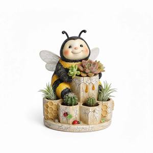 Pot de fleurs réaliste en résine abeille - Pot décoratif nid d'abeille avec <span class=keywords><strong>figurine</strong></span> d'abeille, support fantaisie pour plantes succulentes - Product Image 2