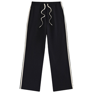 2025 Sweat à capuche en coton éponge de marque à la mode et pantalons longs-printemps-automne décontracté, couleur bloquant à deux rayures - Product Image 1