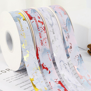 Marble Patterned Ribbon Spool Satin Digital Printing Especially For You Gift <b>Box</b> Decorative Ribbons Fashion Style - Product Image 1