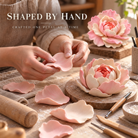 Fleur de pivoine en argile faite à la main de qualité supérieure, décoration florale douce et pastel personnalisée pour la maison, les mariages et les présentoirs cadeaux
