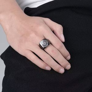 Solomon Kabbala Chunky Hexagram Seal Ring Impermeable Logotipo personalizado Anillos de banda de sello en blanco para hombres - Product Image 2