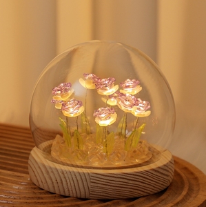Gift Lamp Valentine's Day Birthday DIY <strong>Craft</strong> <strong>Light</strong> Room Table Lamp Decor Tulip Rose Flower <strong>Lights</strong> DIY Glass Dome Night <strong>Light</strong> - Product Image 4