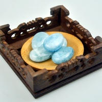 Pierre de Palmier en Aigue-marine Bleue Naturelle 30x22mm - Pierre de Naissance Ovale Lisse pour Soulagement de l'Anxiété et Pendentif de Collier