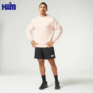 Vente en gros de haut de gymnastique pour hommes, vêtements de sport, manches longues, col rond classique, panneaux côtelés, fitness décontracté, course à pied, sweat-shirt de sport pour hommes