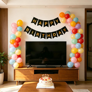 Articoli per feste di alta qualità Striscione Buon Compleanno Lettere Nere e Oro 14 Pezzi 4M Decorazione per Feste - Product Image 5