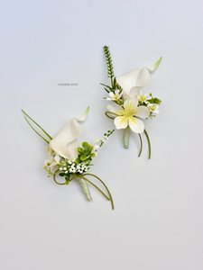 Fiori Artificiali Verdi e Bianchi per Sposi, Corsage da Polso per Matrimonio all'Aperto, Calla, Loto, Phalaenopsis Staccabili per Fotografia - Product Image 5